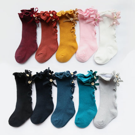 Baby Cute High Knee Fungus Lace Bow Socks, Size:XL(Pink)-garmade.com