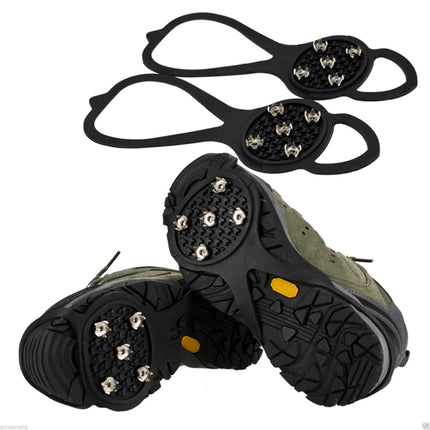 1 Pair Gourd Shape Rubber 5 Teeth Ice Claw Outdoor Non-slip Shoes Covers for Ice Snow Ground-garmade.com