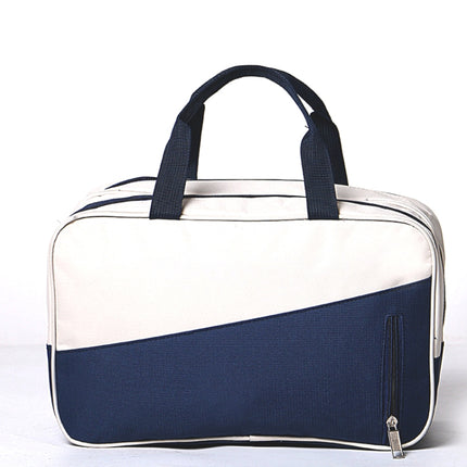 Fashion Large Capacity Portable Oxford Wet And Dry Separation Travel Bags(Dark Blue and White)-garmade.com