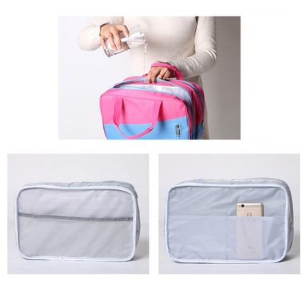 Fashion Large Capacity Portable Oxford Wet And Dry Separation Travel Bags(Dark Blue and White)-garmade.com