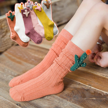 Baby Cartoon Anti-Slip Knitted Long Socks Knee Socks, Size:S(Ginger Red)-garmade.com