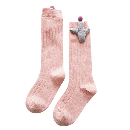 Baby Cartoon Anti-Slip Knitted Long Socks Knee Socks, Size:S(Leather Pink)-garmade.com