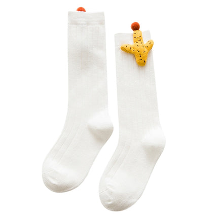 Baby Cartoon Anti-Slip Knitted Long Socks Knee Socks, Size:S(White)-garmade.com