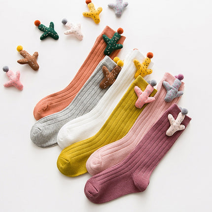 Baby Cartoon Anti-Slip Knitted Long Socks Knee Socks, Size:S(White)-garmade.com