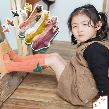 Baby Cartoon Anti-Slip Knitted Long Socks Knee Socks, Size:M(Leather Pink)-garmade.com