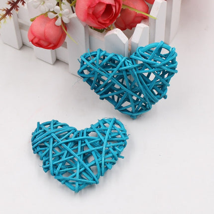 5 PCS 6cm Artificial Straw Ball DIY Decoration Rattan Heart Christmas Decor Home Ornament(Light Blue)-garmade.com