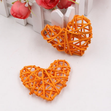 5 PCS 6cm Artificial Straw Ball DIY Decoration Rattan Heart Christmas Decor Home Ornament(Orange)-garmade.com