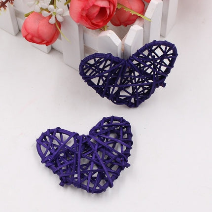 5 PCS 6cm Artificial Straw Ball DIY Decoration Rattan Heart Christmas Decor Home Ornament(Purple)-garmade.com
