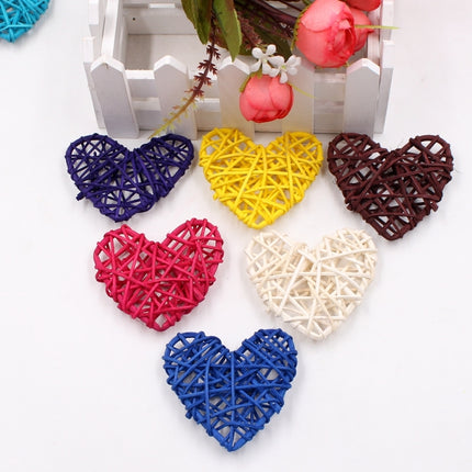 5 PCS 6cm Artificial Straw Ball DIY Decoration Rattan Heart Christmas Decor Home Ornament(Dark Blue)-garmade.com