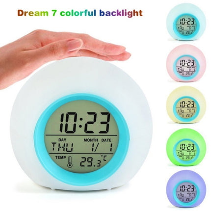 Round Color Light Gradient Alarm Clock Perpetual Calendar Clock-garmade.com