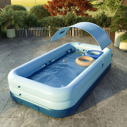 PVC Shade Wireless Automatic Inflatable Swimming Pool Household Children Swimming Pool Large Outdoor Plastic Pool with Shed, Size:2.1m(Blue)-garmade.com