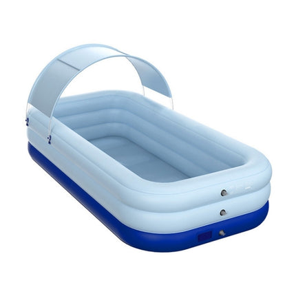 PVC Shade Wireless Automatic Inflatable Swimming Pool Household Children Swimming Pool Large Outdoor Plastic Pool with Shed, Size:2.1m(Blue)-garmade.com