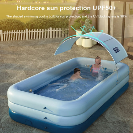 PVC Shade Wireless Automatic Inflatable Swimming Pool Household Children Swimming Pool Large Outdoor Plastic Pool with Shed, Size:2.1m(Blue)-garmade.com