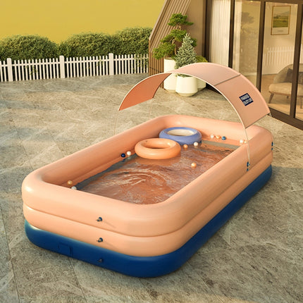 PVC Shade Wireless Automatic Inflatable Swimming Pool Household Children Swimming Pool Large Outdoor Plastic Pool with Shed, Size:2.1m(Pink)-garmade.com