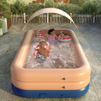 PVC Shade Wireless Automatic Inflatable Swimming Pool Household Children Swimming Pool Large Outdoor Plastic Pool with Shed, Size:2.1m(Pink)-garmade.com