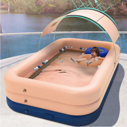 PVC Shade Wireless Automatic Inflatable Swimming Pool Household Children Swimming Pool Large Outdoor Plastic Pool with Shed, Size:2.6m(Blue)-garmade.com