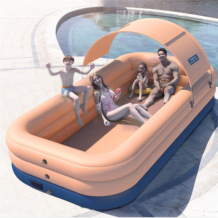 PVC Shade Wireless Automatic Inflatable Swimming Pool Household Children Swimming Pool Large Outdoor Plastic Pool with Shed, Size:2.6m(Pink)-garmade.com