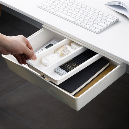 Hidden Desktop Stationery Storage Box Creative Office Desk Bottom Stick Pen Holder, Size:Large-garmade.com