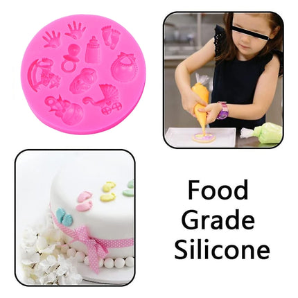 2 PCS Baby Hand Foot Shape DIY Mold Fondant Silicone Cake Chocolate Mold Baking Tool-garmade.com