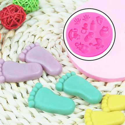 2 PCS Baby Hand Foot Shape DIY Mold Fondant Silicone Cake Chocolate Mold Baking Tool-garmade.com