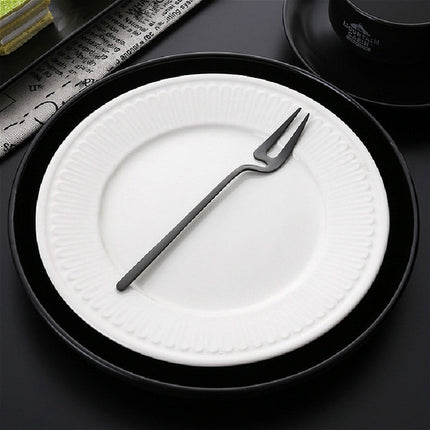 Stainless Steel V-shaped Wall Hanging Design Simple Coffee Spoon Fork Creative Long Handle Stirring Tableware, Style:Fork, Color:Black-garmade.com