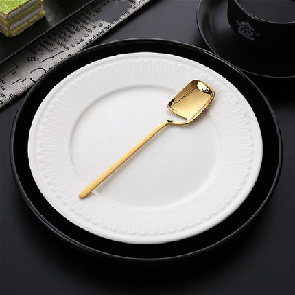 Stainless Steel V-shaped Wall Hanging Design Simple Coffee Spoon Fork Creative Long Handle Stirring Tableware, Style:Spoon, Color:Gold-garmade.com