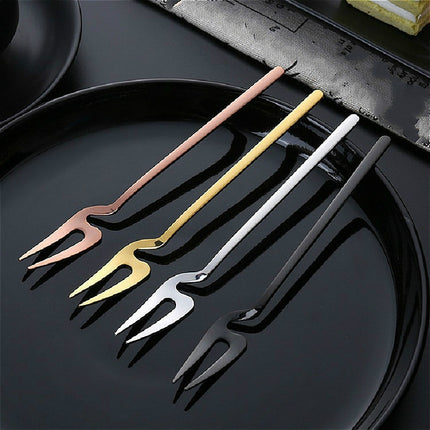 Stainless Steel V-shaped Wall Hanging Design Simple Coffee Spoon Fork Creative Long Handle Stirring Tableware, Style:Fork, Color:Gold-garmade.com