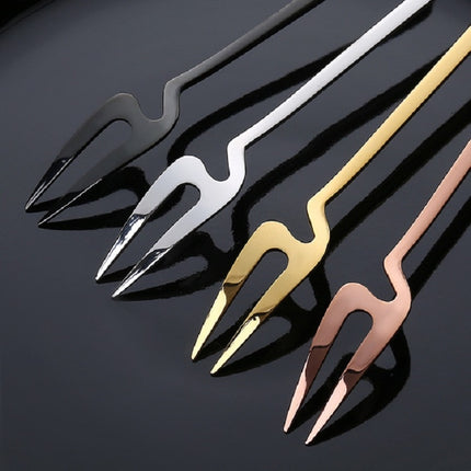 Stainless Steel V-shaped Wall Hanging Design Simple Coffee Spoon Fork Creative Long Handle Stirring Tableware, Style:Fork, Color:Gold-garmade.com