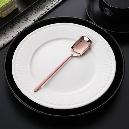 Stainless Steel V-shaped Wall Hanging Design Simple Coffee Spoon Fork Creative Long Handle Stirring Tableware, Style:Spoon, Color:Rose Gold-garmade.com