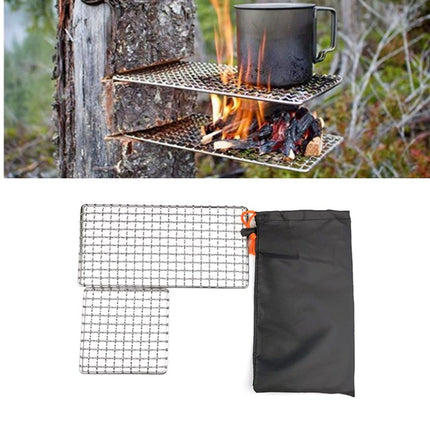 Outdoor Camping Pot Rack Square 304 Stainless Steel Barbecue Mesh Simple Wood Fire Stove Barbecue Grill-garmade.com