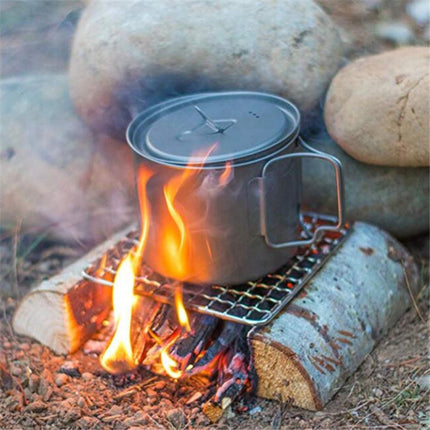 Outdoor Camping Pot Rack Square 304 Stainless Steel Barbecue Mesh Simple Wood Fire Stove Barbecue Grill-garmade.com