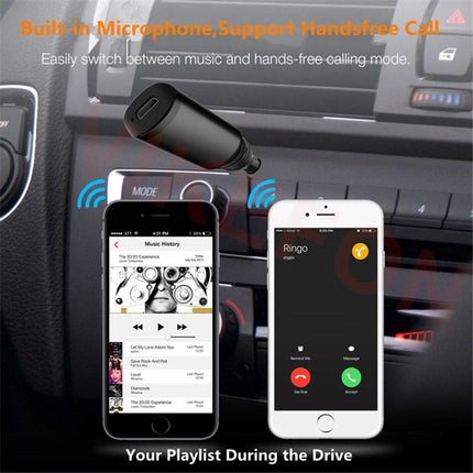 2 in 1 Car Hands-free Bluetooth Adapter 5.0 Bluetooth Receiver One To Two, Supports APTX / APTX LL-garmade.com