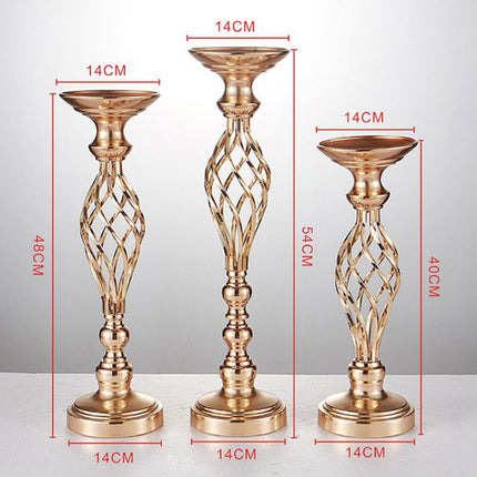 Gold Plated Wrought Iron Candlestick Window Wedding Props Decoration, Size:54cm-garmade.com