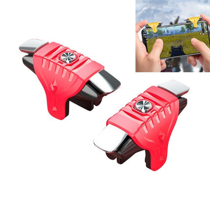 2 Pairs F01 Electroplating Mechanical Shaft Bidirectional Button Auxiliary Shooting Game Handle for Mobile Phones within The Thickness of 6.1-12.0mm(Red)-garmade.com