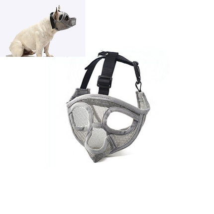 Pet Bulldog Mouth Cover Mask Pet Supplies，Tongue Out Version, Size:XXS(Gray)-garmade.com