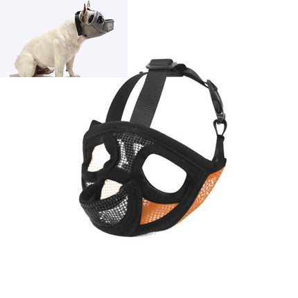 Pet Bulldog Mouth Cover Mask Pet Supplies，Tongue Out Version, Size:XXS(Orange)-garmade.com