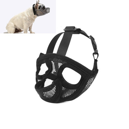 Pet Bulldog Mouth Cover Mask Pet Supplies，Tongue Out Version, Size:XS(Black)-garmade.com