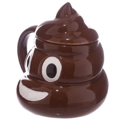 Funny Poop Ceramic Mug Cartoon Smiley Coffee Milk Mug Porcelain Water Cup with Handgrip Lid-garmade.com