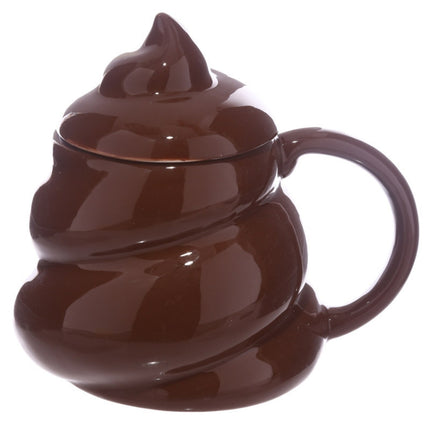 Funny Poop Ceramic Mug Cartoon Smiley Coffee Milk Mug Porcelain Water Cup with Handgrip Lid-garmade.com