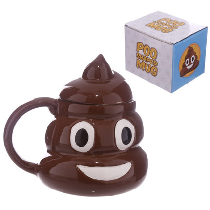 Funny Poop Ceramic Mug Cartoon Smiley Coffee Milk Mug Porcelain Water Cup with Handgrip Lid-garmade.com