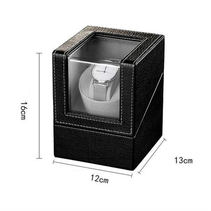 Leather Single Watch Box Electric Motor Watch Shaker Automatic Watch Shaker ，US Plug(Black)-garmade.com
