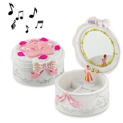 Cute Plastic Rotating Dance Ballet Music Box Children Toys Home Decorations(White)-garmade.com