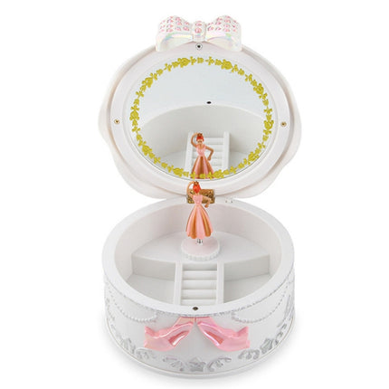 Cute Plastic Rotating Dance Ballet Music Box Children Toys Home Decorations(White)-garmade.com