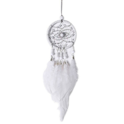 Mini Creative Dreamcatcher Crafts Hollow Wind Chime Car Hanging Decoration(White)-garmade.com