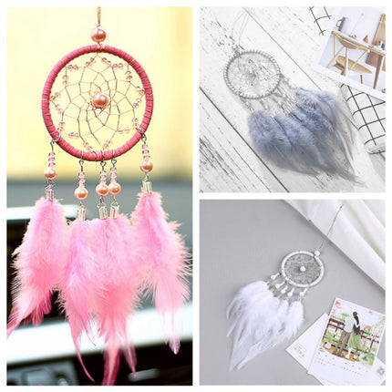 Mini Creative Dreamcatcher Crafts Hollow Wind Chime Car Hanging Decoration(White)-garmade.com