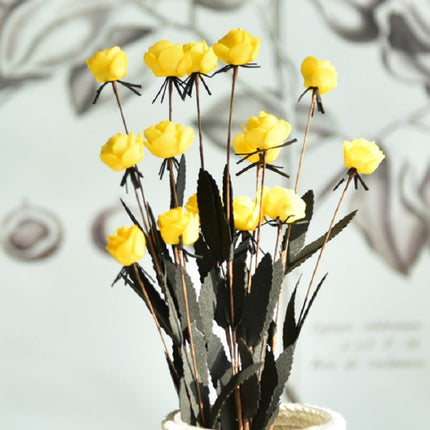 Artificial Rose Bud Wedding Decoration Flower Arrangement Party Home Decoration(Yellow)-garmade.com