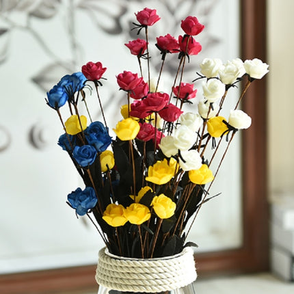 Artificial Rose Bud Wedding Decoration Flower Arrangement Party Home Decoration(Yellow)-garmade.com