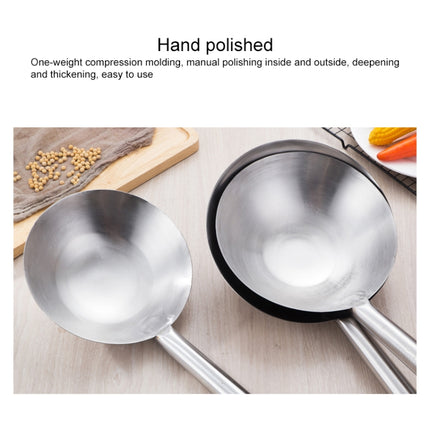 Stainless Steel Kitchen Spoon Water Spoon Large Scoop, Size:22cm(Wooden Handle)-garmade.com