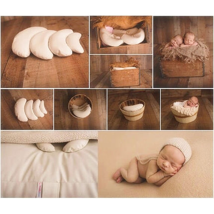3 PCS/set Children Photography Props Baby Pictures Crescent Shape Pillow(White)-garmade.com