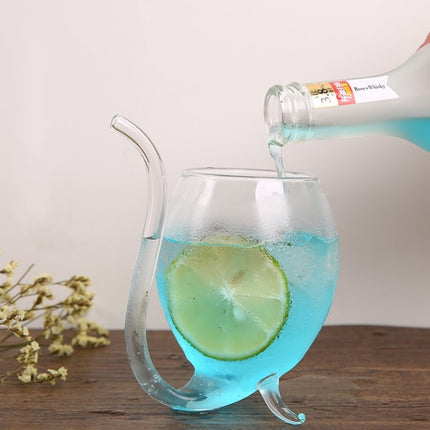 300ML Creative Glass Mug Milk Cup with straw Cold Drink Cup Juice Mug Wine Glass-garmade.com